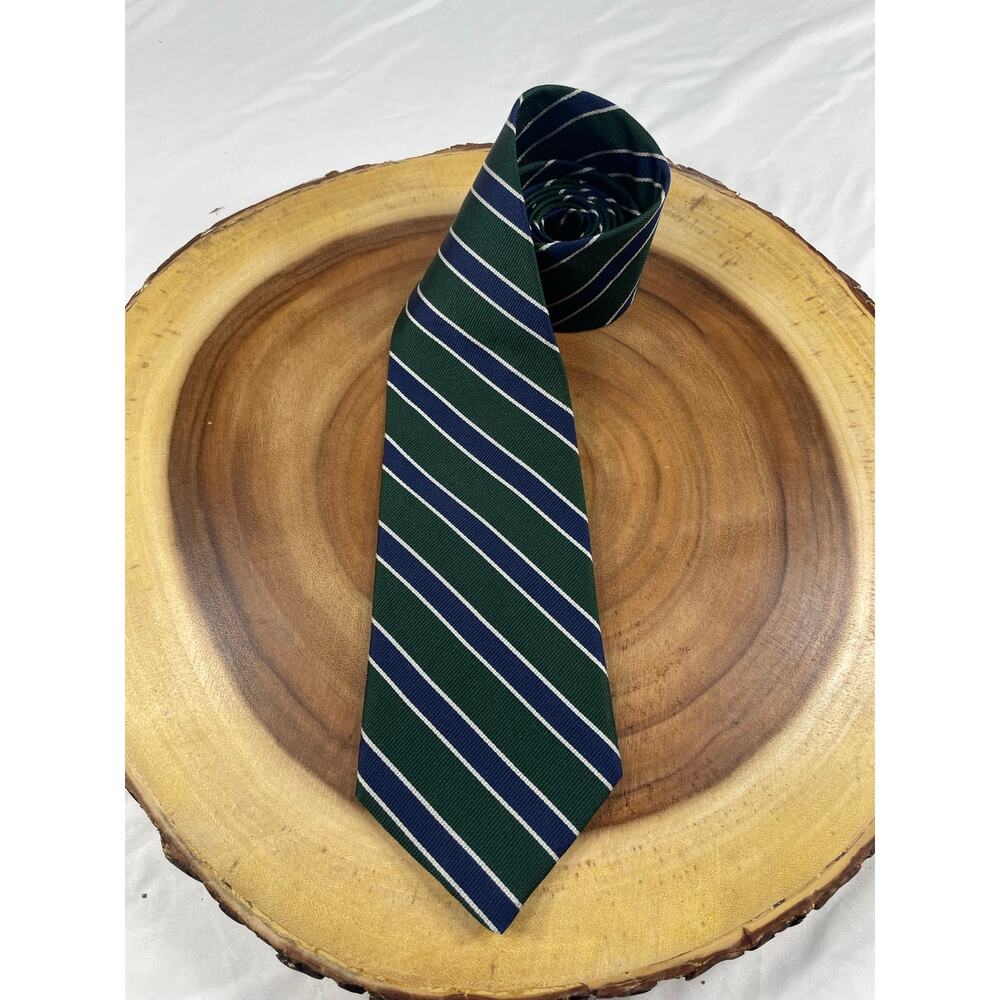 Ashford & Brooks Necktie Silk Green Blue Striped Ivy Prep Men Tie OS